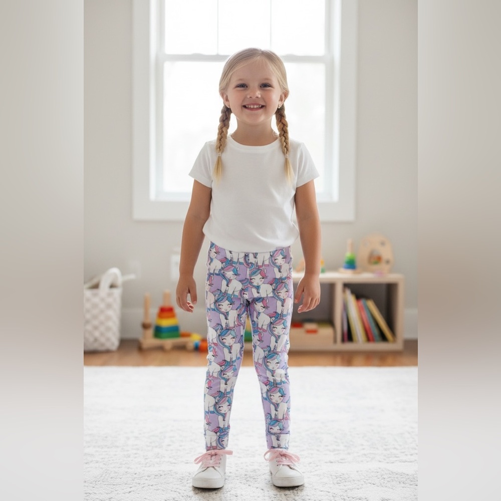 Unicorn Print Kids Leggings (5T Girls)